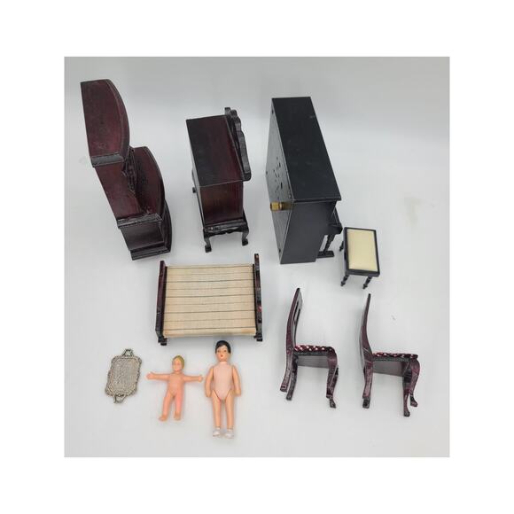 Vintage Wooden Dollhouse Furniture 10 pc Lot - Picture 5 of 8